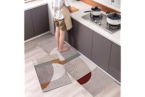 keephen Alfombras de Cocina Juego de Alfombrillas de Cocina de 2 Piezas Set de Alfombrillas de poliéster Alfombra para Cocina Dormitorio Sala de Estar Lavable