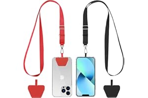 CACOE Uniwersalny łańcuszek na telefon komórkowy, 2 sztuki – 2 regulowane smycze na klucze, 2 trwałe naszywki, smycz na telefon komórkowy, kompatybilna z większością smartfonów
