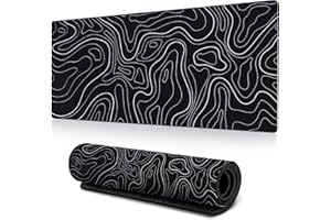 Jadin Tappetino Mouse 900x400mm, Sottomano Scrivania, Mouse Pad XXL Gaming da Gioco Dal Design Liquido, Tappeto Scrivania Antiscivolo, Tappetino Mouse Gaming per Giocatori Copri Scrivania (Nero-A)