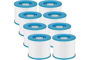 Vokowin Pack of 8 Whirlpool Filter Replacement for Arebos Whirlpool Inflatable Spa, Screw Cartridge for Infinite Spa Filter, Clever Spa 75 x 100 mm Pool Filter Cartridge