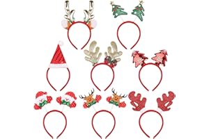 Yasdyri Haarreif Weihnachten 8 Stück Weihnachtshaarreifen Erwachsene und Kinder Weihnachten Stirnbänder Rentiergeweih, Weihnachtsbaum, Rentier, Schneemann, Nikolaus Mütze Weihnachts Kopfschmuck