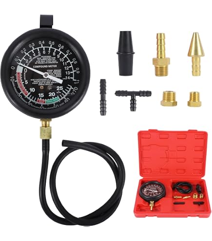 Kit Tester Compressione Motore Oxfo – Manometro 0-20 Kg/cm² E 0-300 Psi, Adattatori Per Candele E Tubi Gomma