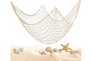 ZORVIXAL Fischernetz Wanddekoration Deko,200×100cm Fischernetz Deko mit Muscheln,Fischernetz im Mediterranen Stil,Nautisches Fischernetz Dekoration,für Party Home Wohnzimmer Schlafzimmer Mediterranen Dekor