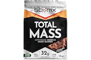 SCI-MX Total Mass - Advanced Muscle Mass Gainer Protein Powder - Muscle Growth & Weight Gain - Chocolate • 32g Protein + 478 Calories per Serving • 2kg