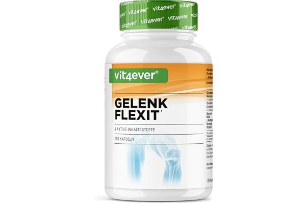 Gelenk Flexit - 180 Gélules - Complexe Hautement Dosé avec Glucosamine + MSM + Extrait d'Encens + Chondroïtine + Curcuma + Quercétine + L-Méthionine + Bromélaïne + Vitamine C - sans Additifs