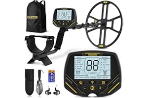 Hazlewolke Metal Detector Professionali Oro con Bobina di Ricerca Impermeabile a Doppia D da 14'', 4 Modalità, Alta Sensibilità e Localizzazione, Metaldetector con Display LCD Retroilluminato