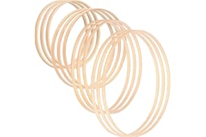 Queta 12 anelli in legno di bambù con motivo floreale in macramè, 12 pezzi, 4 misure, per fai da te, decorazione per matrimonio, decorazione per la decorazione di ghirlanda