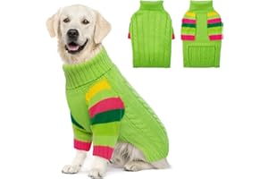 IECOii Hundepullover für Große Hunde - Weihnachten Sweater, Winter Rollkragen Strickpullover, Weiche Wintermantel, Warme Hundekleidung für Labrador, Deutscher Schäferhund