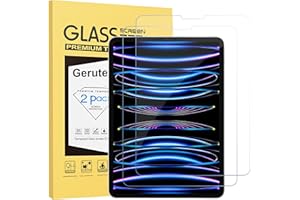 Gerutek for 2-pack iPad Pro 11 inch Screen Protector, iPad Air 5th Generation Screen Protector/iPad Air 4 Tempered glass Film [Face ID/Apple pencil ] Compatible, [Ultra Clear][Anti Scratch]