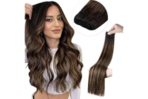 LaaVoo Extension Capelli Veri Tessitura 40cm 100g Castano Scuro Balayage Marrone Chiaro Extension Tessitura Capelli Veri Matassa Extension Capelli Veri Lisci Estensioni Capelli Umani #2/8/2