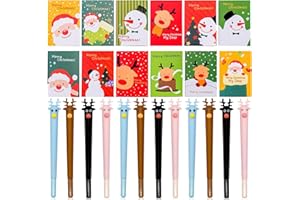 SUNSHINE SMILE Weihnachts Gelschreiber Set,12 Weihnachts Notizblock,12 Weihnachts Kugelschreiber,Kugelschreiber Weihnachten Set,Mini Notizblock Weihnachten,Weihnachten Schreibwaren Set für Mitschüler und Kinder