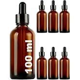 Afracam 100 ml Metal Kapaklı Damlalık Dropper Şişesi Serum 100 cc Cam Şişe 6 Adet (Siyah Kapak, Amber/Kahverengi)