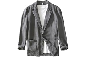 Icegrey Sakko Herren Baumwoll Leinen Regular Fit Schalkragen Anzugjacke 2 Knopf Jacke für Hochzeit Freizeit, Grey, XXL
