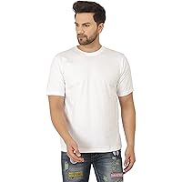 Plain White Men's Regular Fit 100% Cotton biowash Round Neck T-Shirt (Pack of 1)