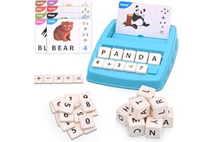 KidsPark Educational Toys Matching Letter Games, Spelling Alphabet Words and Math Games, Preschool Activities Games Early Learning Toys for 3 4 5 6 7 8 Year Old Children Boys Girls, Blue