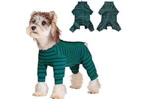 NAAPESI Traje de Recuperación para Perros Post-Operación, Body de Manga Larga para Perros Tras Castración, Pijama para Perro Pequeños y Medianos, Protección de Heridas, Anti-Lamido (Verde-A S)