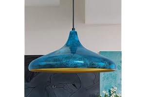 bamyum Champion Océano Lámpara de Cocina, Lámpara Techo Colgante Vintage, Lámpara de Techo con Pantallas de 35 cm y Lámpara de Isla de Cocina de Metal de Lámparas de Techo Azul