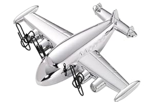 TROIKA Super Connie Fermacarte Cromato a Forma di Aereo, con Motore ad attrito e Magnete per Clip