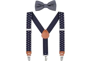 WELROG Bretelles pour Enfants Nœud papillon Ensembles - Bretelles ajustables en Y avec Variété Couleurs