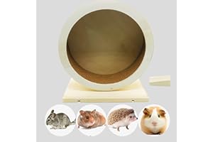 Allazone Rueda de Hámster, Madera Rueda de Ejercicio, Rueda de Ejercicio de Madera Silencio para Correr Hámster para Mascotas Animales Pequeños Ardillas Erizo, S