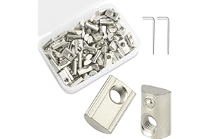 BANTI T Nuts Écrous en T T-Slot Nuts à Bille Filetage Écrou Fixation à Tête de Marteau Ecrou à Rainure avec 2 Clés Allen pour 20 Séries Profilé en Aluminium 100 Piéces (M5)
