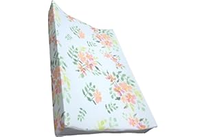 The Gilded Bird Wedge Baby Changing Mat w/Raised Sides, Change Pad, 69cm x 44cm, Extra Thick, Wipeable (Pretty Stems- White)