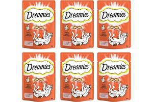 Dreamies Cat Treats with Tasty Chicken, 60g Cat Treats, Crunchy on the Outside, Soft on the Inside Chicken Cat Treat - Pack of 6