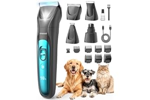 oneisall Cicha maszynka do strzyżenia psów i kotów 4 w 1, z oświetleniem LED, 2025, do strzyżenia sierści zwierząt, do strzyżenia psów, łap i pazurów, 2000 mAh, do wielokrotnego ładowania (niebieski)