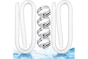 SRJEQC Lot de 2 tuyau piscine,Tuyau 32mm Blanc,Tuyau aspirateur piscine,pompe piscine avec 4 pince fixe,149.9 * 3.2cm,Pour piscines hors sol,Nettoyage des piscines,Adapté à une variété de pompes