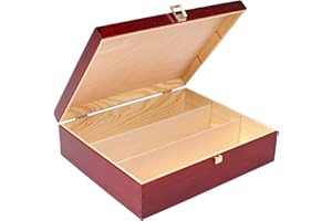 Creative Deco Scatola in Legno per Vino, Rossa da Decorare | Porta Bottiglie di Vino Regalo 3 Bottiglie da 0,7l | 35.1x30x10 cm | Coperchio e Serratura | Cassetta Legno Vino Elegante Idea Regalo