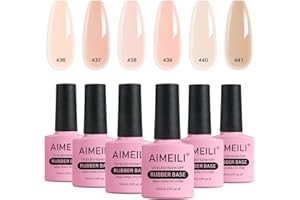‎AIMEILI AIMEILI Rubber Base Gel Set 6pcs Rubber Base Coat Soak Off UV LED Nägel Unterlack Gel Nagellack Maniküre Kit 6 * 10ml - 45