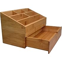 Relaxdays ladeblok, bamboe, 3 lades, HxBxD: 28 x 17 x 21,5 cm, smalle bureau organizer, keuken, badkamer, natuur/zwart