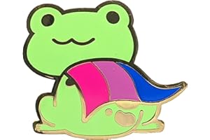 HOKUM AND SNARK Bisexual Pride Frog Pin in Bi LGBT+ Flag Colors | Chibi Superhero Gay Frog Pin, S, enamel
