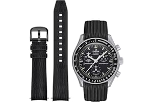 REBANDACE Cinturino per orologio Moonswatch, allungamento senza spazi vuoti, cinturino in silicone per orologio Omega X, Swatch, Speedmaster, Moonswatch, cinturino curvo a sgancio rapido per Swatch