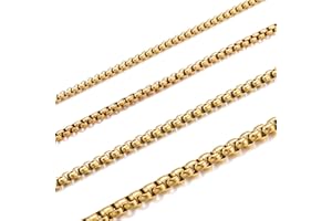 HSWYFCJY HSWUFCJY Collier Homme Chaine Acier Inoxydable Or/Argent/Noir Chaine Acier Inoxydable Femme Largeur 2-4 mm Boîte Chaîne Lien Collier Longueur 45-70 cm