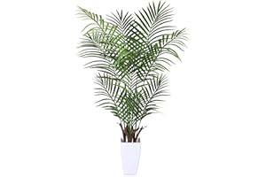 Kazeila Artificial Palm Plant 120cm Large Artificial Plant Indoor Fake Plastic Palm Tree in White Pot for Home Decoration(1Pack)