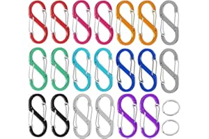 UYDF 20 Pieza Mini Mosqueton Llavero de Resorte Doble, S Forma Mosquetón Pequeño Clip Gancho Doble Hebilla Mosquetón Aleación de Aluminio para Hogar, Senderismo al Aire Libre, Camping, Viaje(Colorido)