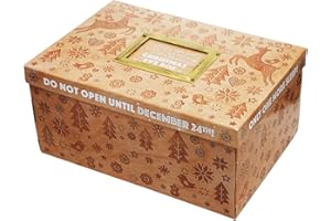 SIMPA Christmas Eve Box Unisex Wood Design Decorative Cardboard Festive Gift Treat Box - Assembly Required - 15.5cm (H) x 33.5cm (L) x 23cm (W)