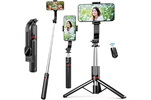 EASERIA Selfie Stick Kompatibel mit iPhone Samsung, Handy Stativ für Live-Streamer, Smartphone Selfiestick & Tripod mit Abnehmbarer Handyhalterung und Fernbedienung, Koppelbar mit Handy Bluetooth