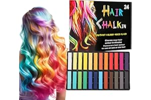 TruuMe 24 Colores Tizas Para el Pelo, Juego De Tinte Temporal, Hair Chalk Peine, Peine de Tiza Temporal, Hair Chalk Peine de Tiza para el Pelo, Hair Chalk Set, Para Navidad, Carnaval, Fiesta, Cosplay