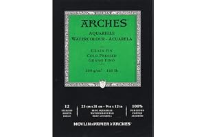 Block Enc 23x31 12H Arches Aquarelle 100% Fin 300g Blanc Nat