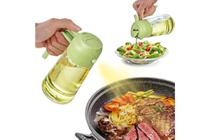 SWEET VIEW Oil Sprayer for Cooking, 470ml 2 In 1 Oil Dispenser and Oil Sprayer, Glass Oil Dispenser Pourer for Kitchen, Cooking, Salad, Barbecue (Green)