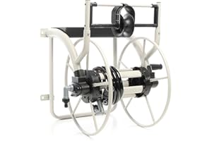 XPOtool Chariot Enrouleur de tuyau 60m Métal Montage mural avec Manivelle Tuyau Arrosage Dispositif Mobile Irrigation Mobile Jardin