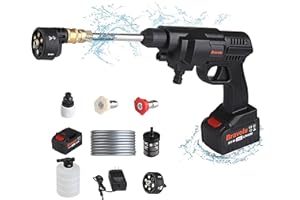 Idropulitrice Portatile, Bravolu Max 430 PSI Idropulitrice a Batteria con Accessori, Lidropulitrice Portatile a Batteria con ugello Multifunzione, Tubo da 5m, Ideale per Auto Casa Giardino