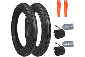 GRELiving Lot de 2 pneus de vélo électrique 14 x 2,125" 54-254 40 P.S.I / 2 chambres à air / 2 démonte-pneus pour vélo électrique, vélo d'enfant, scooter