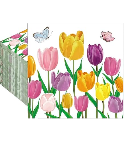 Tovaglioli Di Carta 3 Strati Con Fiori Rosa Peonia - 20 Pezzi, 33x33 Cm, Ecologici Per Festa E Pentecoste - 3