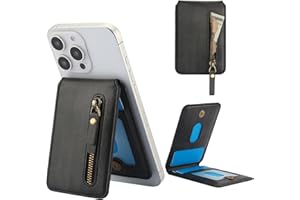 Ysnzaq Compatible avec Magsafe Wallet Portefeuille pour iPhone 16/15/14/13/12 Max/Pro/Plus, Magnétique MagSafe Fentes pour Cartes Support Béquille Ajustable pour Série iPhone 16/15/14/13/12.ZYC Black