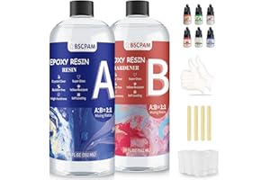 BSCPAM 40Oz Epoxidharz mit Härter, 1180mL Epoxidharz set Geeignet für Anfänger epoxy resin, 1: 1 einfache Modulation Epoxidharz für DIY-Basteln, Schmuckherstellung Gießen von Formen Flusstische Harz