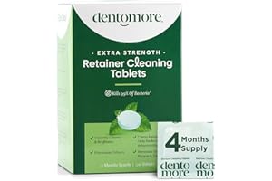 DENTOMORE 4 Months Supply Retainer Cleaner Tablets -120 tabs- Cleaning Tablets Eliminate Odour, Stains - Denture Cleaning Tablets - Helps remove plaque and tartar -Unique formula