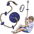 REZNOR Plastic Platforms Disc Tree Swing Seat And Climbing Knot Rope With Carabiner Hook For Kids Outdoor Playground Set (Blue, 30 Cm, 200 Cm, 200 Cm)